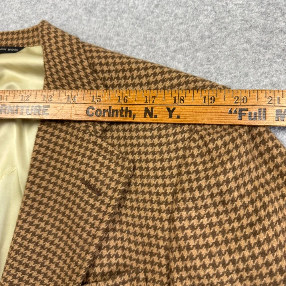 Aquascutum London Vintage Pure Virgin Wool Houndstooth Blazer Brown Mens 44